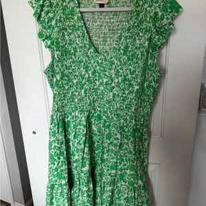 Universal Thread Green and White Floral Smocked Midi Dress